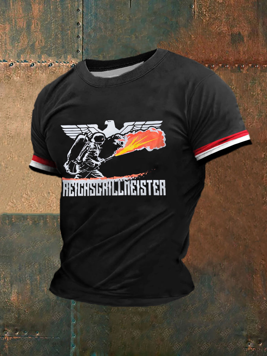 Herren-Reichs grill meister bedrucktes Kurzarm-T-Shirt