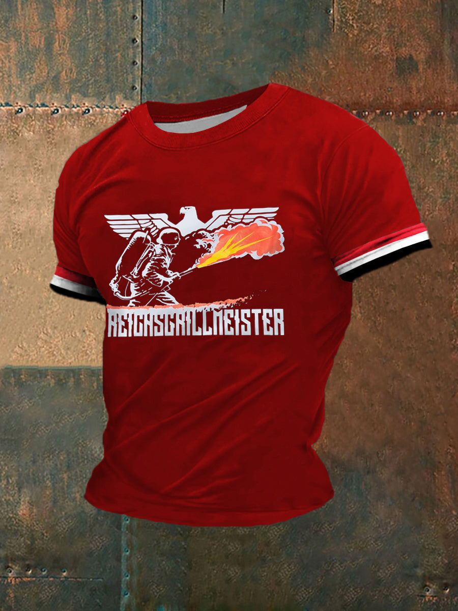 Herren-Reichs grill meister bedrucktes Kurzarm-T-Shirt