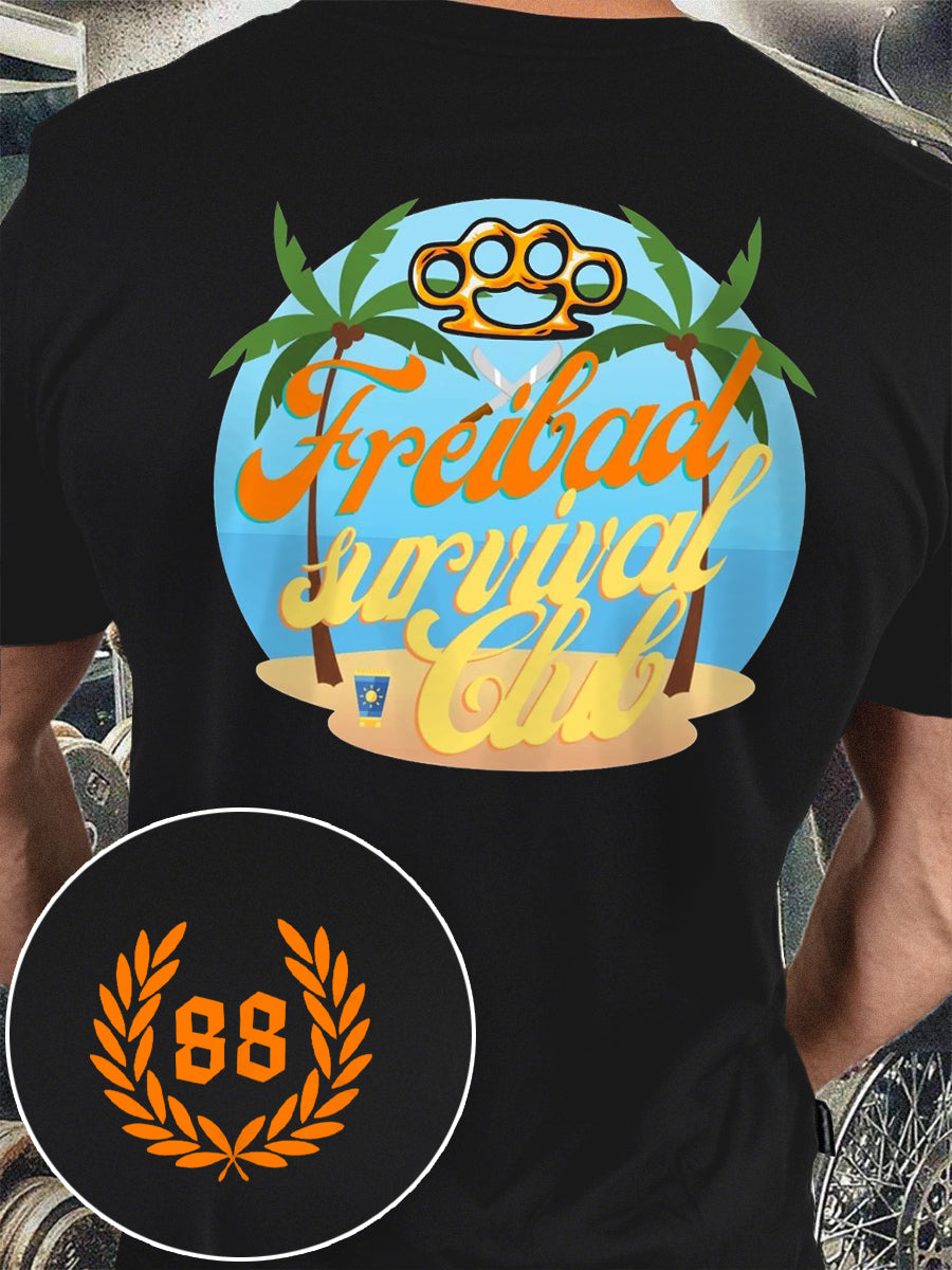 Männer Sonne und Nummer 88 bedrucktes Kurzarm-T-Shirt