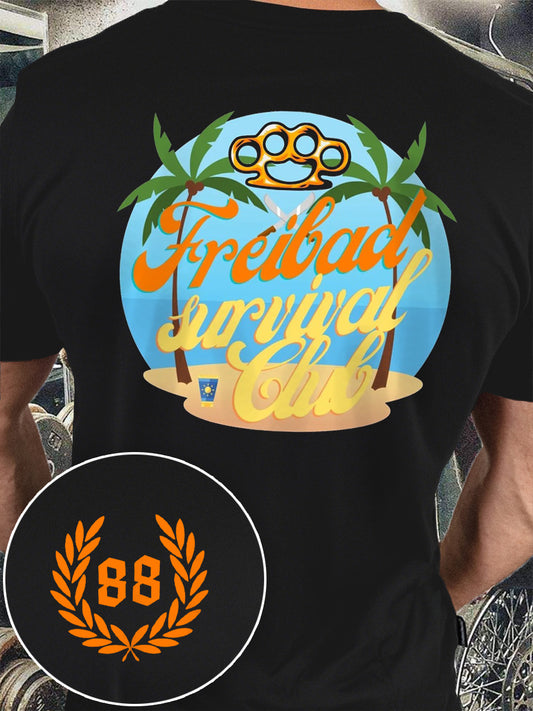 Männer Sonne und Nummer 88 bedrucktes Kurzarm-T-Shirt