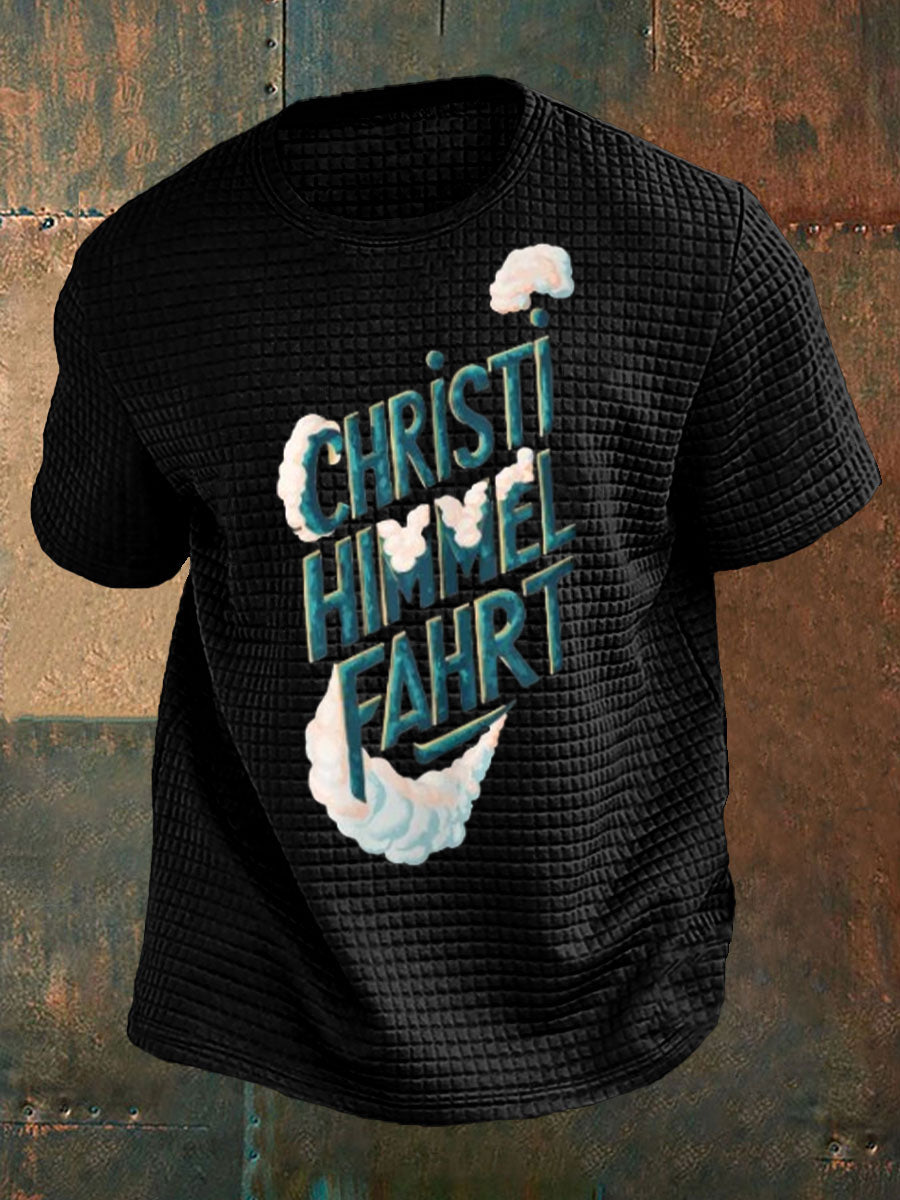 Herren Christi Himmelfahrt Kurz ärmel ige Waffel oberteil