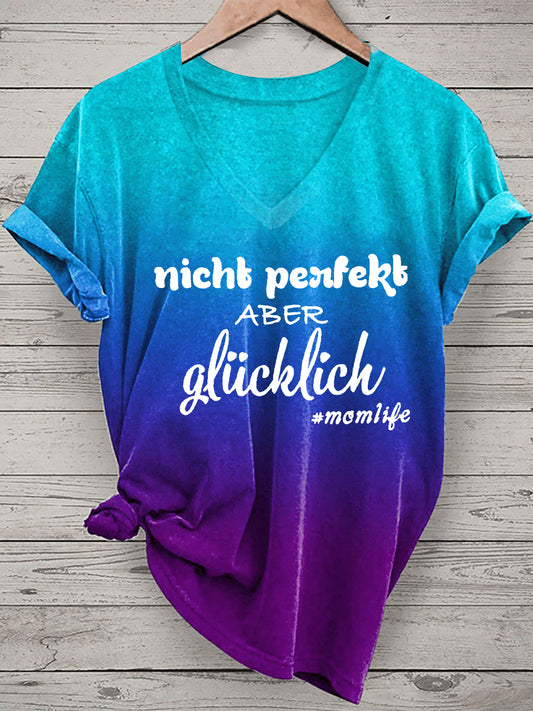 Kurz ärmel iges T-Shirt für Damen Nicht perfekt Aber Glücklich