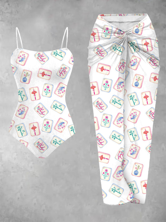 Zweiteiliges Damen-Mahjong-Badeanzug-Set