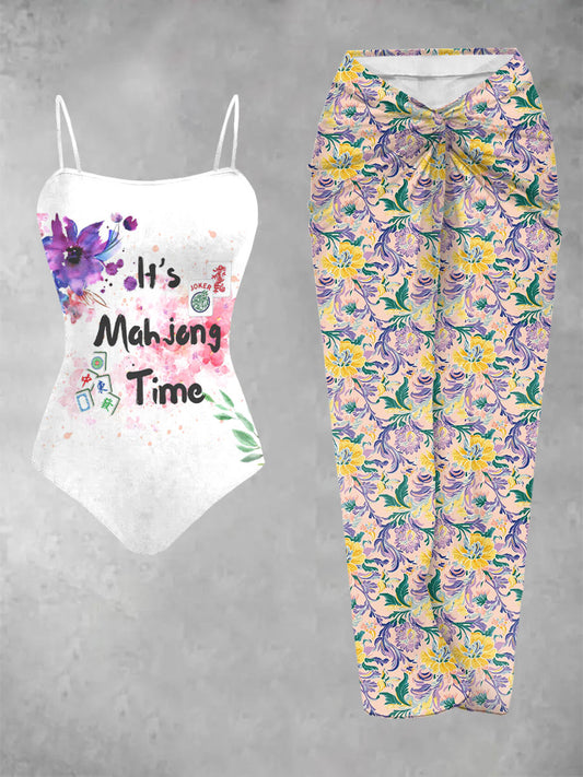 Zweiteiliges Damen-Mahjong-Badeanzug-Set