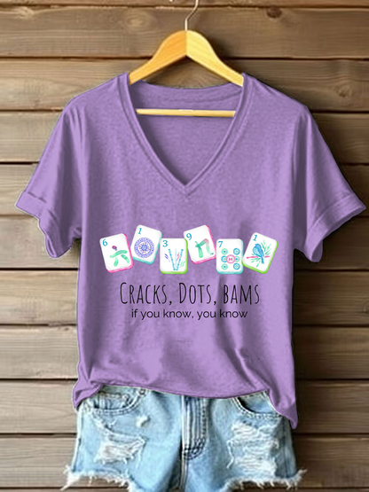 Frauen Risse, Punkte, Bams, wenn Sie wissen, kennen Sie V-Ausschnitt T-Shirts