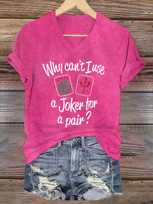 Frauen lustige Mahjong Print T-Shirt