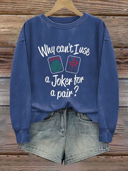 Damen Lustiges Mahjong bedrucktes lässiges Sweatshirt