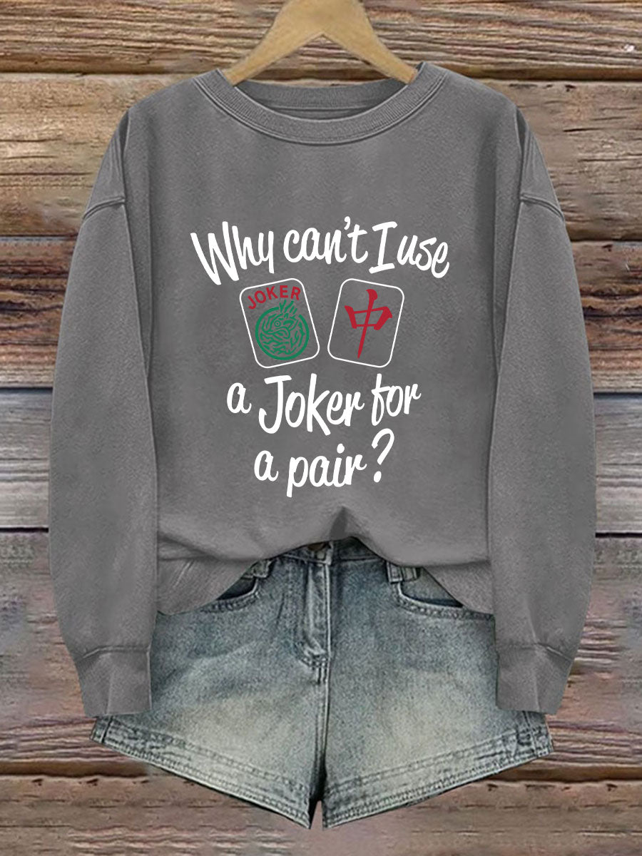 Damen Lustiges Mahjong bedrucktes lässiges Sweatshirt