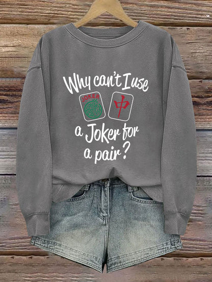Damen Lustiges Mahjong bedrucktes lässiges Sweatshirt