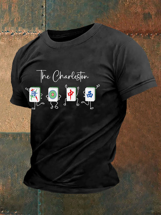 Herren-T-Shirt mit lustiger Mahjong-Print