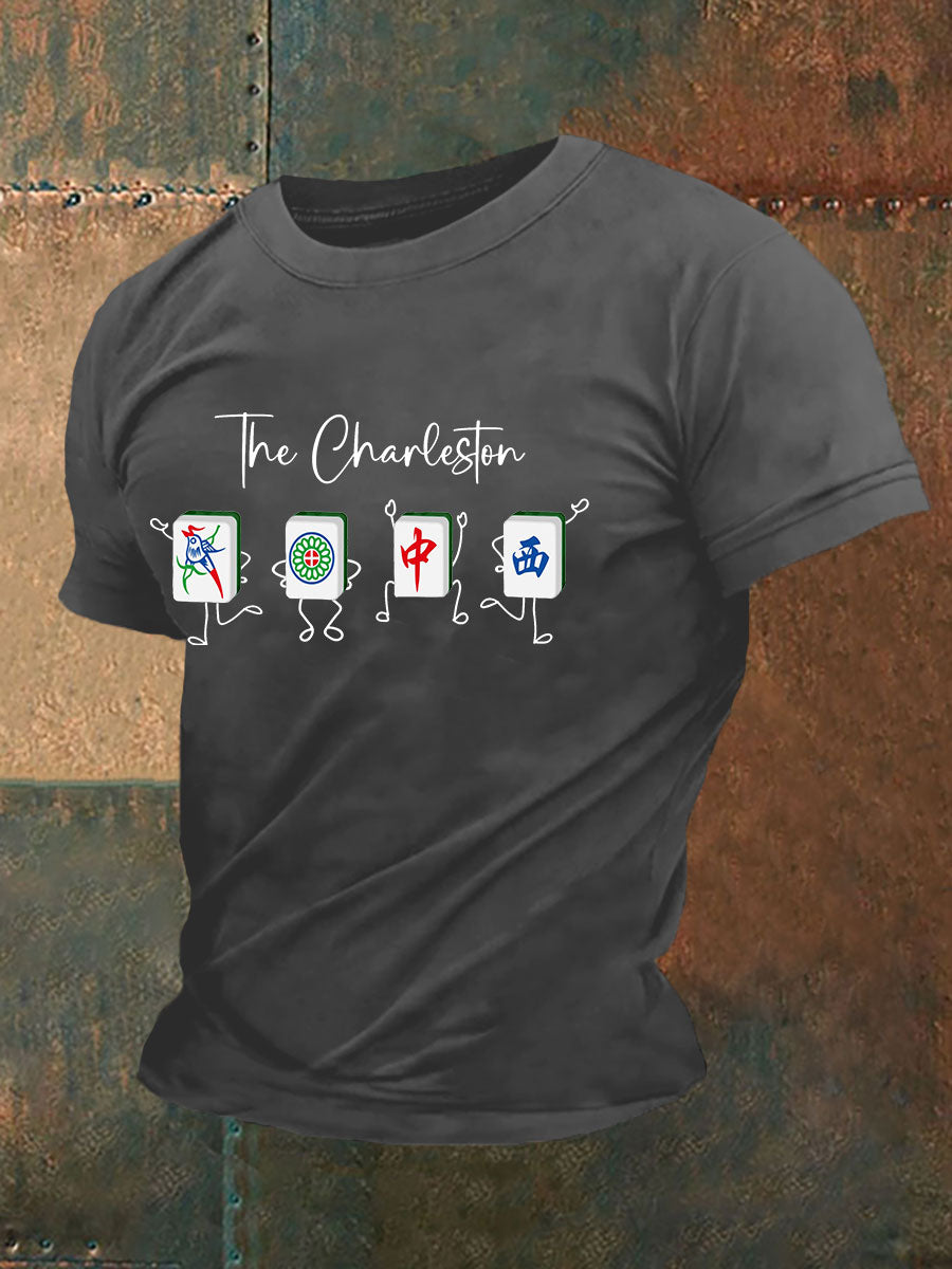 Herren-T-Shirt mit lustiger Mahjong-Print