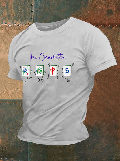 Herren-T-Shirt mit lustiger Mahjong-Print