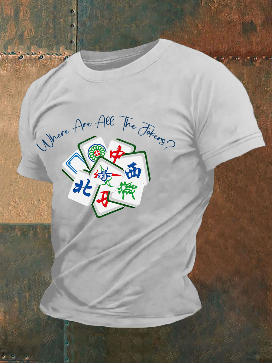Herren-T-Shirt mit lustiger Mahjong-Print