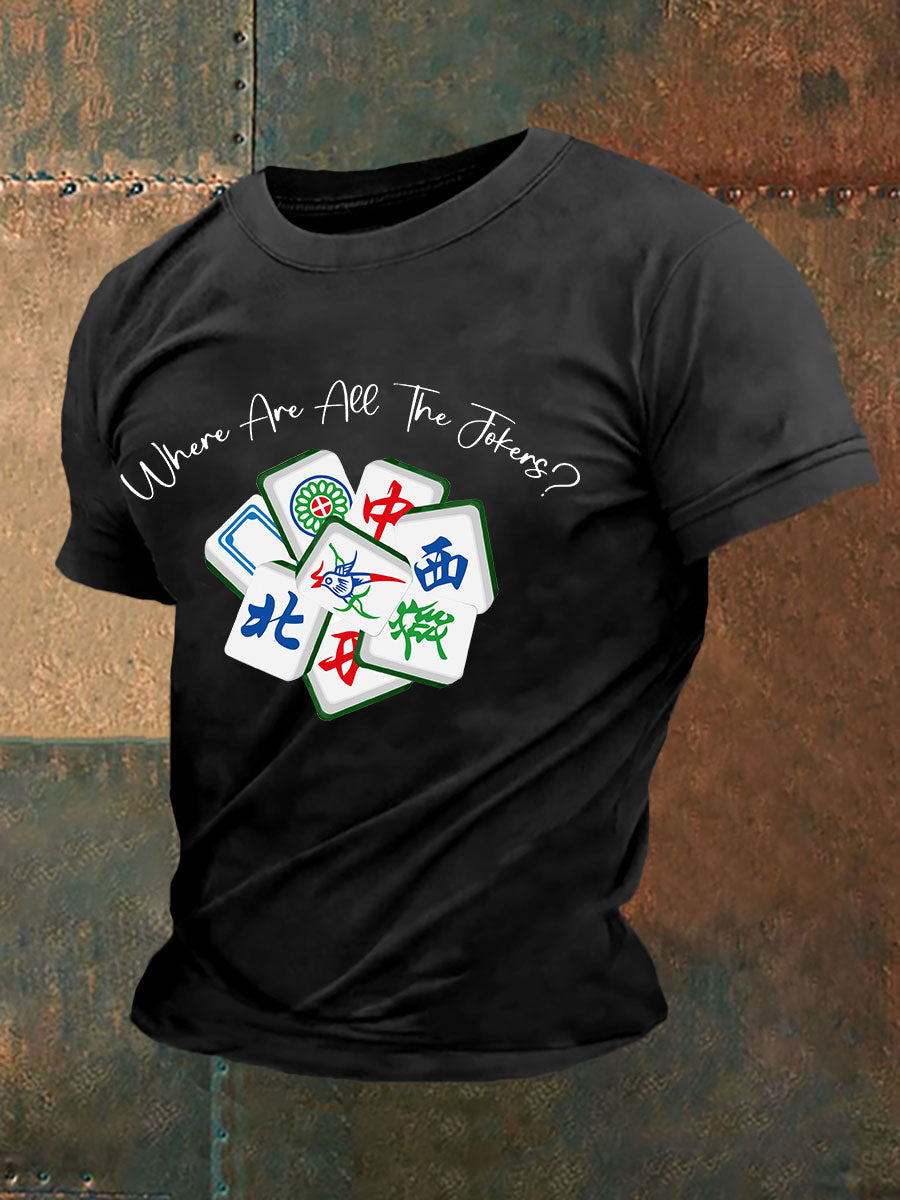 Herren-T-Shirt mit lustiger Mahjong-Print
