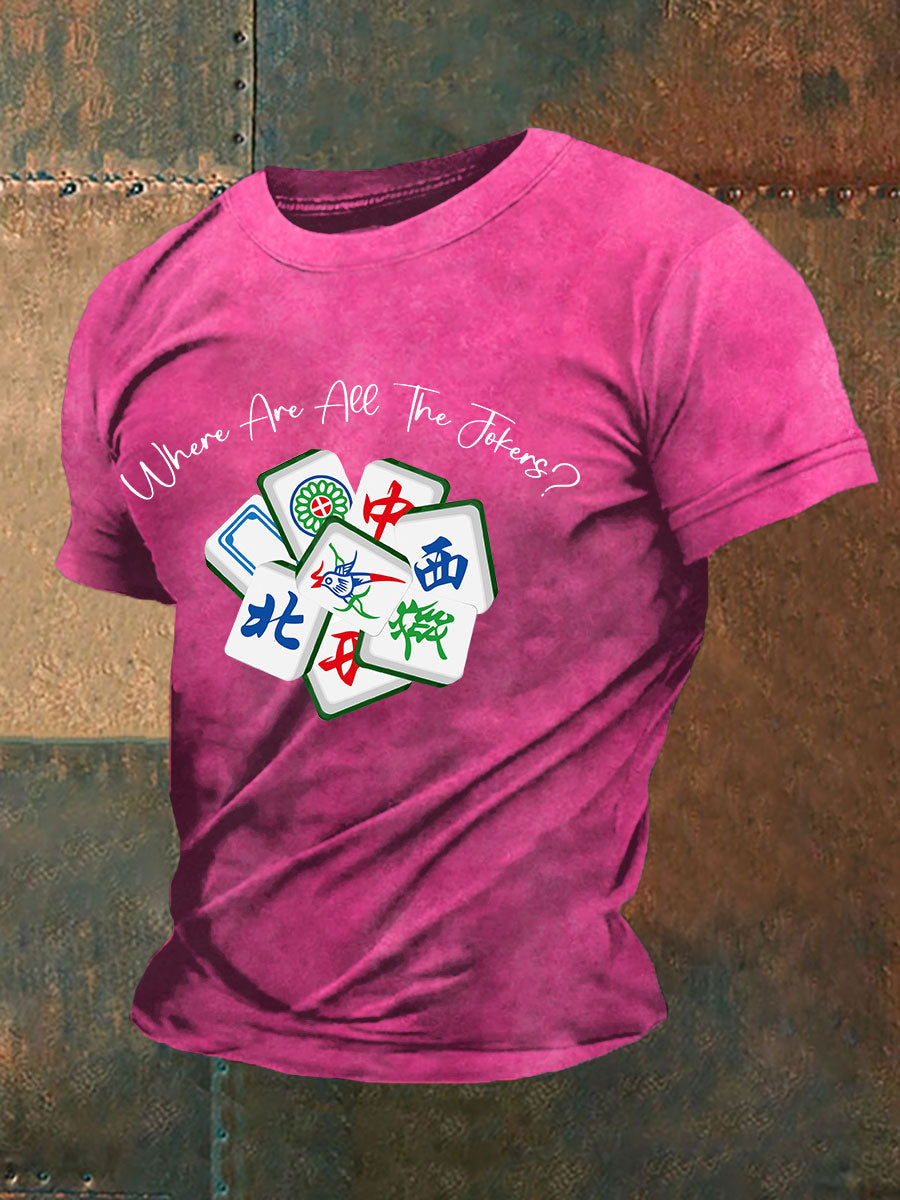 Herren-T-Shirt mit lustiger Mahjong-Print