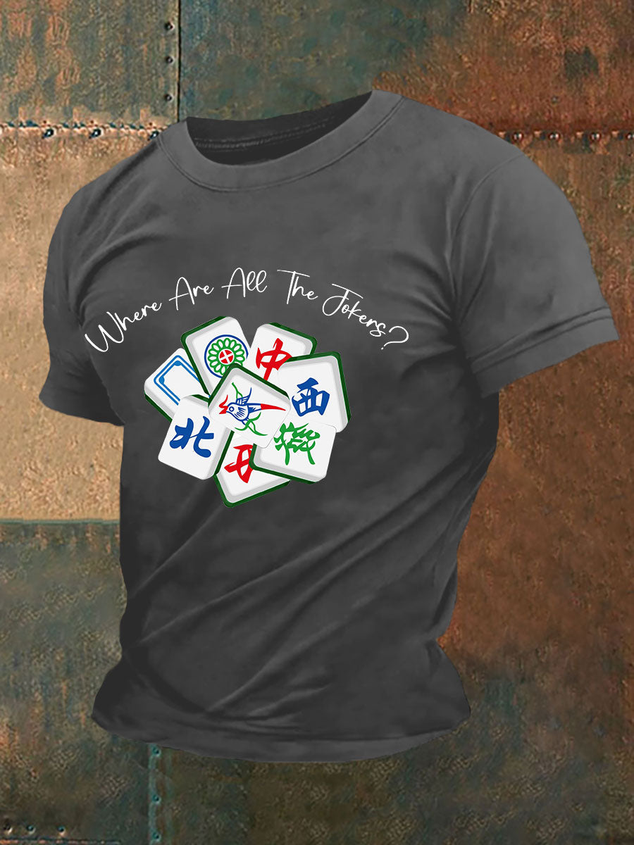Herren-T-Shirt mit lustiger Mahjong-Print