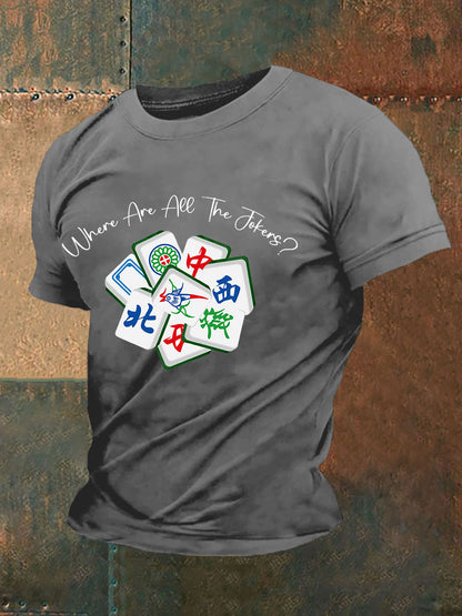 Herren-T-Shirt mit lustiger Mahjong-Print