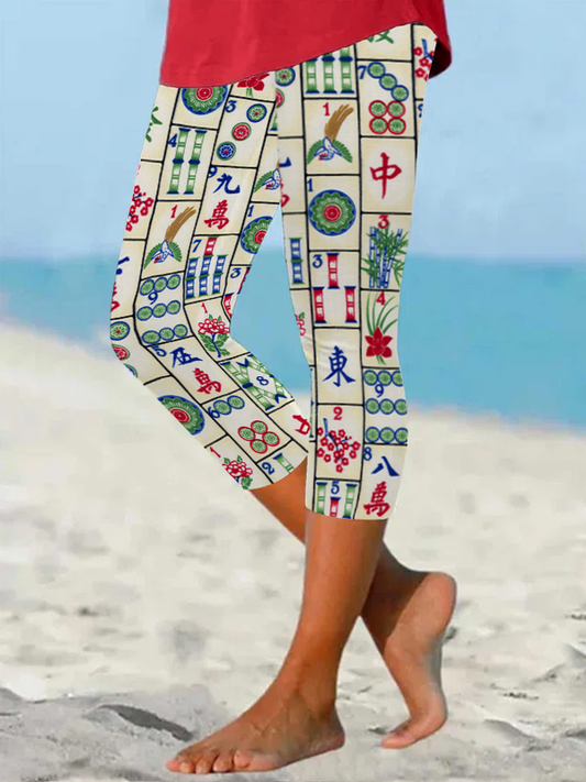 Leggings mit Mahjong-Print für Damen