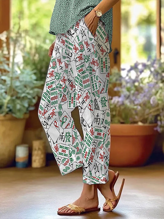 Freizeit hose mit Mahjong-Print für Damen