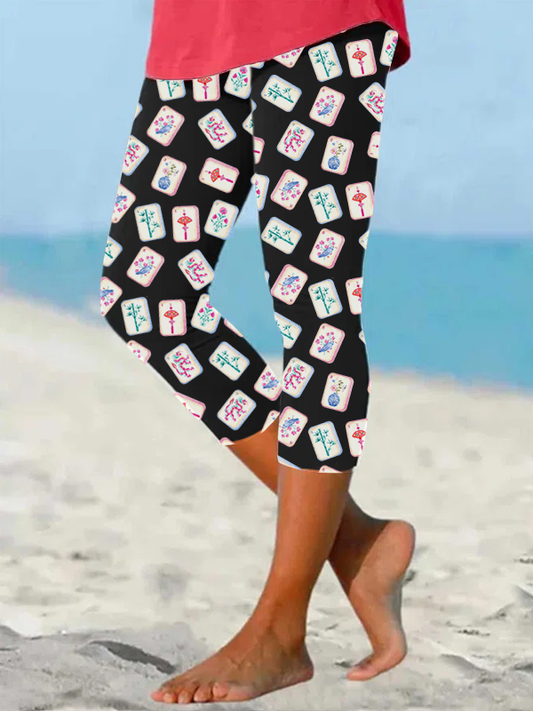 Leggings mit Mahjong-Print für Damen