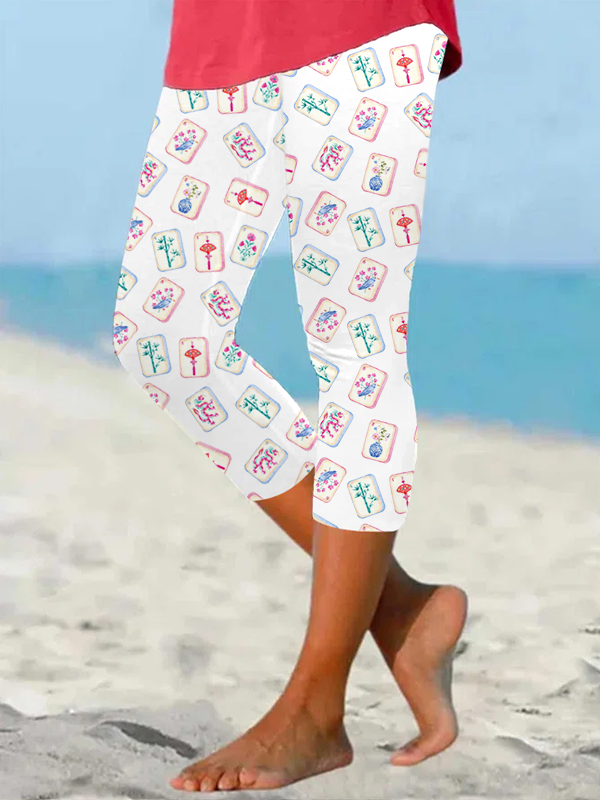 Leggings mit Mahjong-Print für Damen