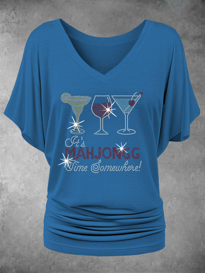 Damen-T-Shirt mit Mahjong-Print
