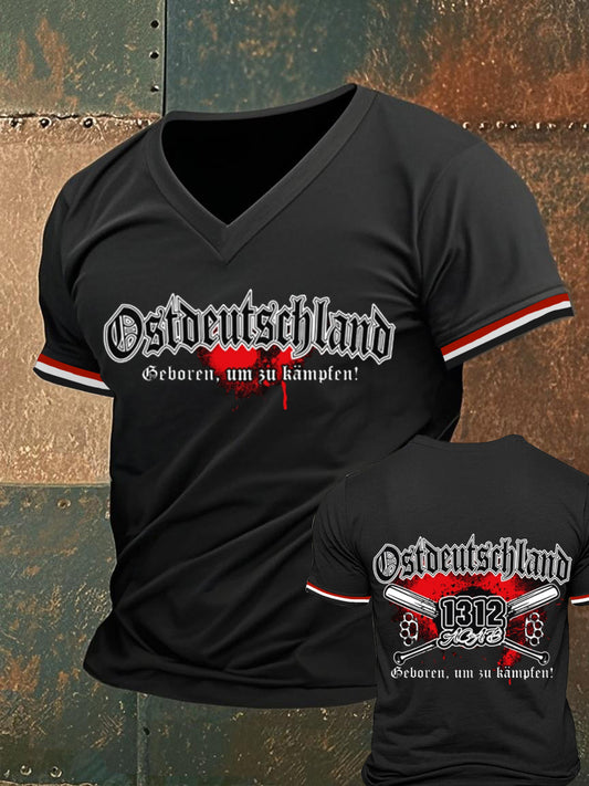 Herren Ostdeutsch lan Geboren Um Zu Kämpfen Bedrucktes Kurzarm-T-Shirt