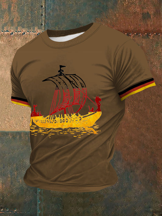 Deutsches Wikinger-Bedrucktes Kurzarm-T-Shirt für Männer