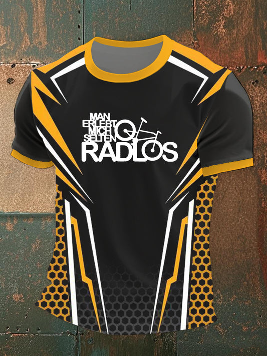 Herren Mann Erlebt Mich Selten Radlos T-Shirt mit kurzen Ärmeln