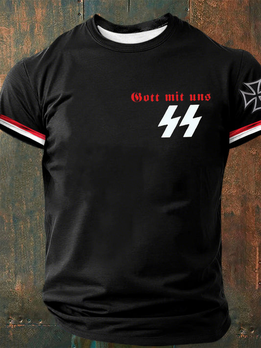 Herren Gott mit uns bedrucktes Kurzarm-T-Shirt