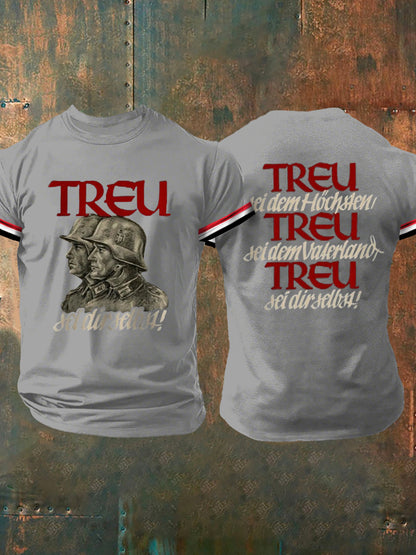 Treu dem Vaterland bedrucktes Kurzarm-T-Shirt für Herren