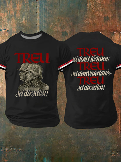 Treu dem Vaterland bedrucktes Kurzarm-T-Shirt für Herren