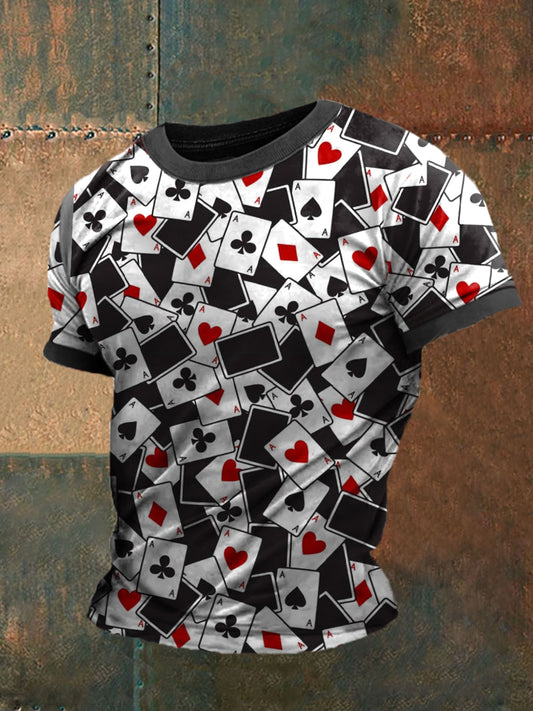 Herren Poker Karten Kunstdruck Kurzarm T-Shirt
