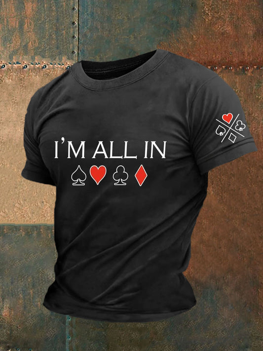 Herren Poker Karten Kunstdruck Kurzarm T-Shirt