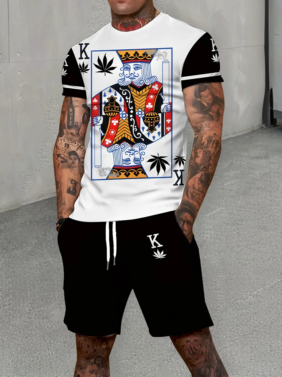 Herren Poker Print Freizeit anzug