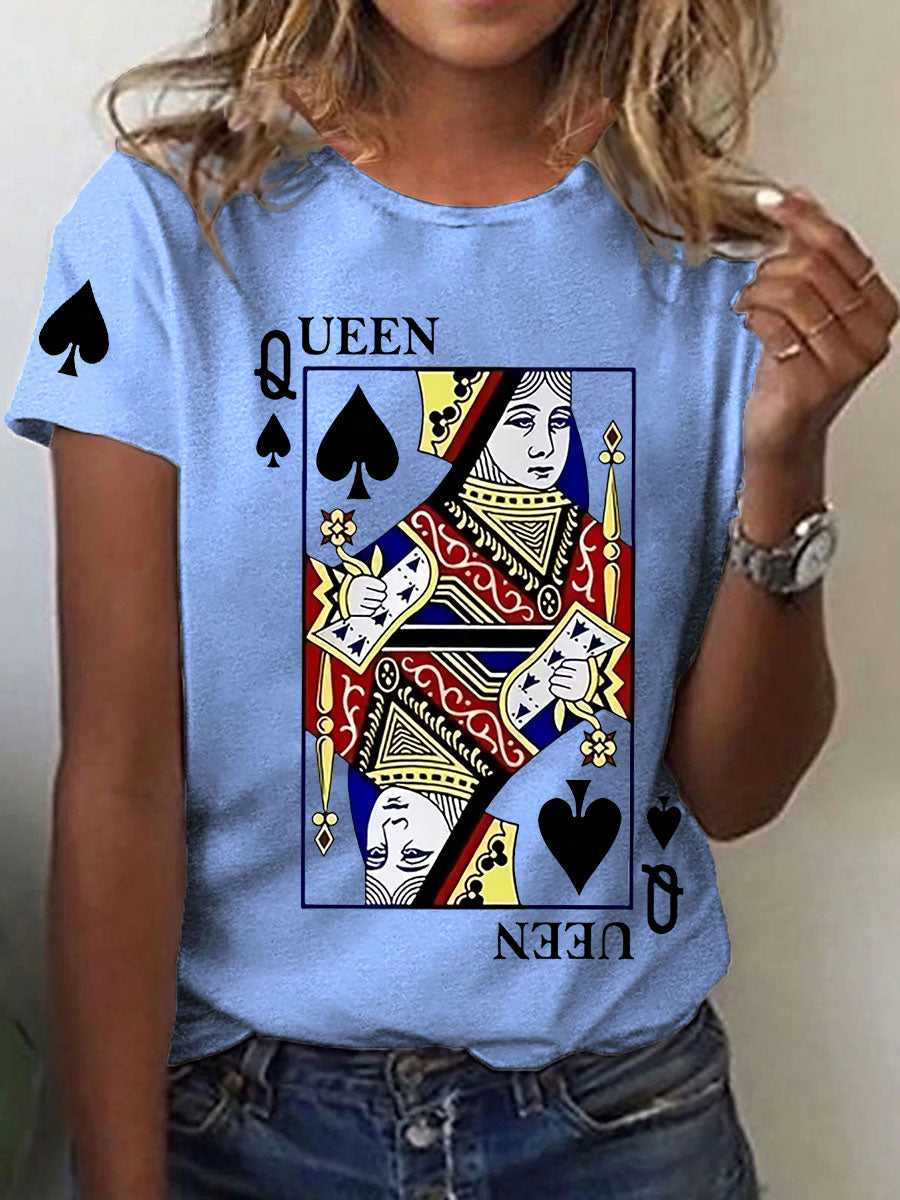 Damen Queen Poker gedruckt lässig T-Shirt