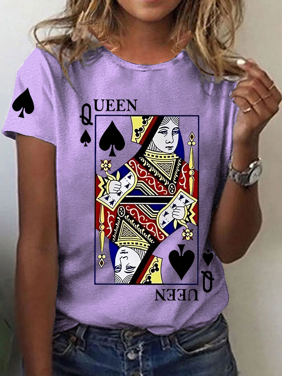 Damen Queen Poker gedruckt lässig T-Shirt