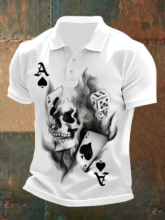 Herren Poker Print Casual Top
