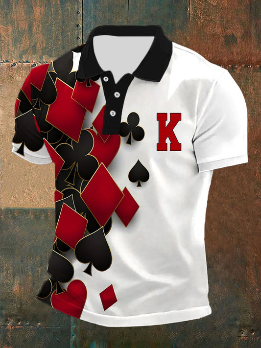 Herren Poker Print Casual Top