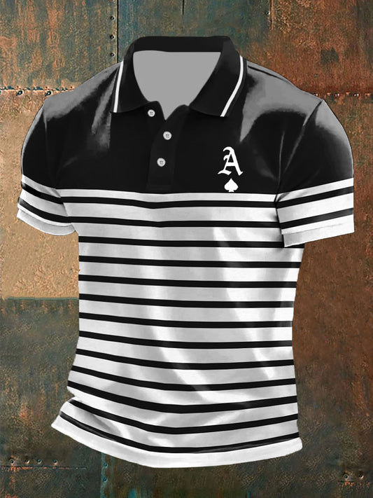 Herren Poker Ass von Pik gestreiften Tops
