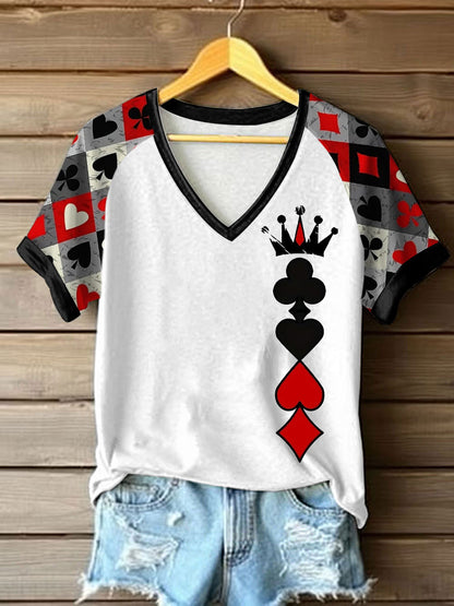 Damen Queen Poker gedruckt lässig T-Shirt