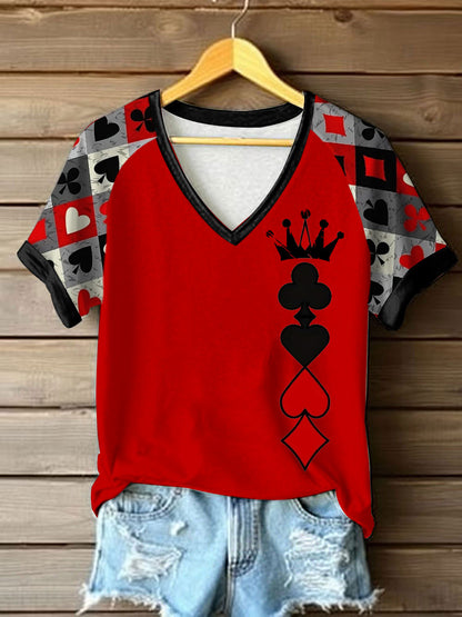 Damen Queen Poker gedruckt lässig T-Shirt