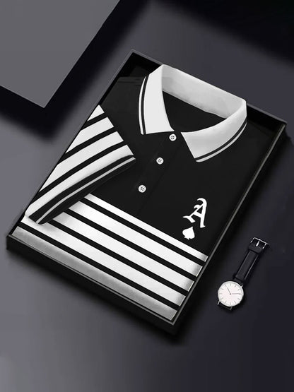 Herren Poker Ass von Pik gestreiften Tops