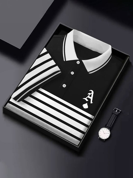 Herren Poker Ass von Pik gestreiften Tops