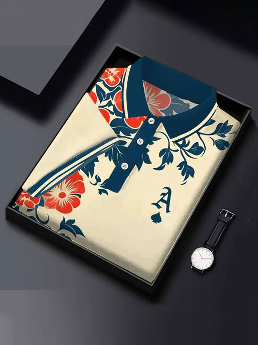 Herren Poker Vintage Blumen Ace of Pik Tops