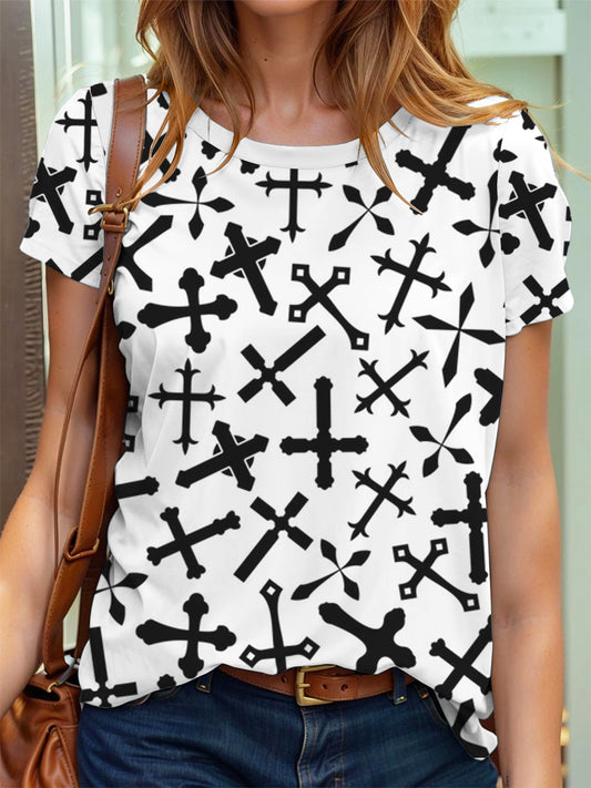 Frauen Künstlerischer Glaube Kreuz druck T-Shirt