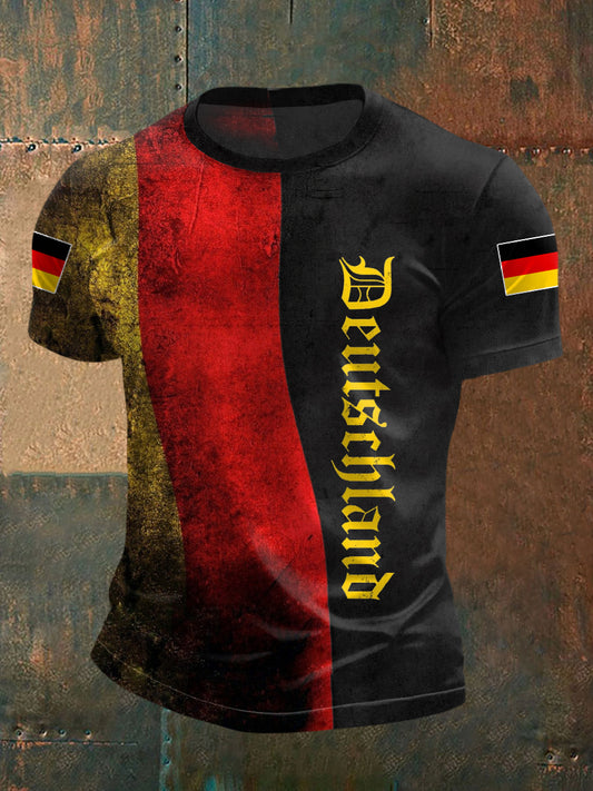 Herren Vintage Deutschland Print Casual T-Shirt