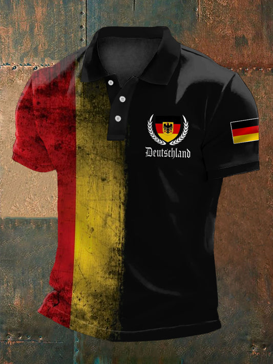 Herren Vintage Deutschland Print Casual Top