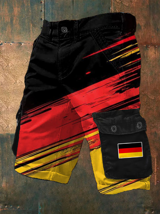 Herren Vintage Deutschland Print Freizeit-Cargo-Shorts
