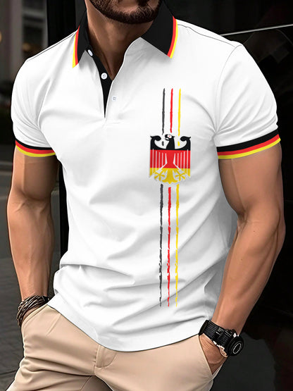 Herren Vintage Deutschland Print Casual Top